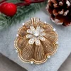 Outlet Pamono Gold Brooch with Diamond Chips