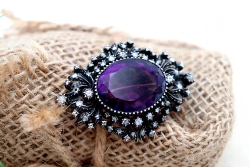 Clearance Pamono Gold Brooch with Diamonds