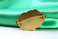 Clearance Pamono Gold Brooch with Enamel and Floral Reliefs