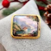 Best Pamono Gold Brooch with Enamel Painting
