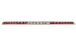 Pamono Gold Brooch with Rubies and Diamonds, 1920s