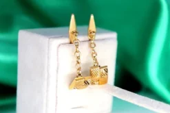 Discount Pamono Gold Cufflinks in Asymmetrical Shape with Raised Elements, Set of 2