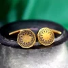 Pamono Gold Cufflinks in Button Shape with Blue Accents, Set of 2> Cufflinks