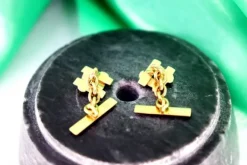 Pamono Gold Cufflinks in Cardinal and Cut-Out Caps, Set of 2><noscript><img width=