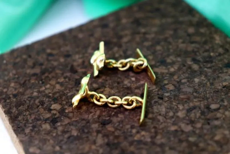 Pamono Gold Cufflinks in Cardinal and Cut-Out Caps, Set of 2> Cufflinks