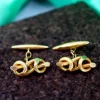 Best Pamono Gold Cufflinks in Double Bow Shape, Set of 2