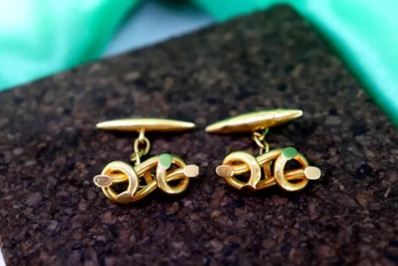 Best Pamono Gold Cufflinks in Double Bow Shape, Set of 2