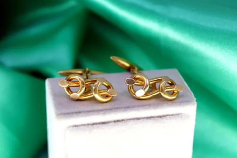 Best Pamono Gold Cufflinks in Double Bow Shape, Set of 2