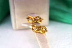Best Pamono Gold Cufflinks in Double Bow Shape, Set of 2