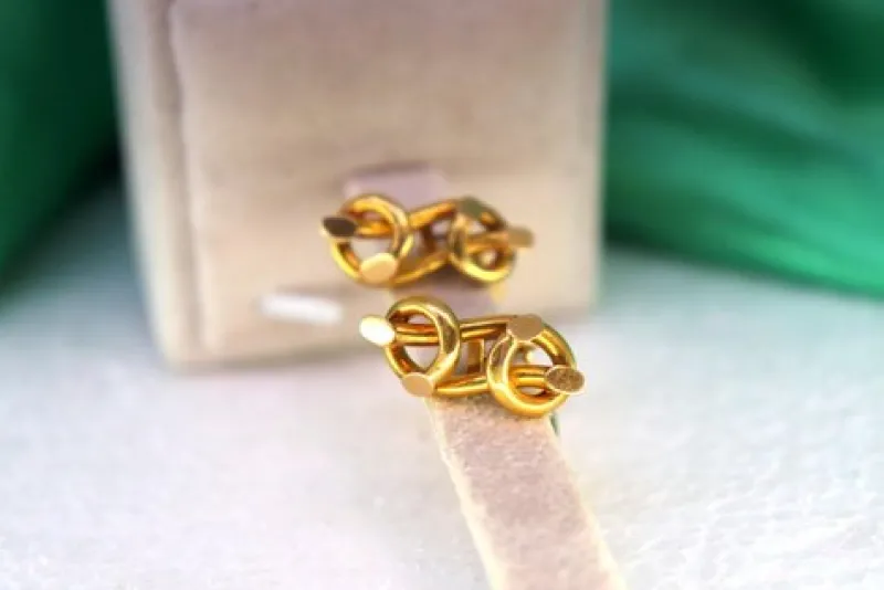 Best Pamono Gold Cufflinks in Double Bow Shape, Set of 2