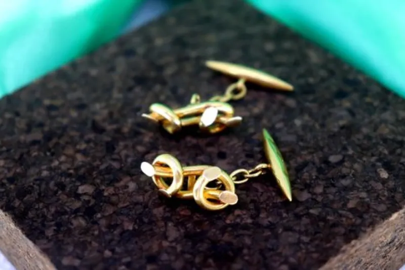 Best Pamono Gold Cufflinks in Double Bow Shape, Set of 2