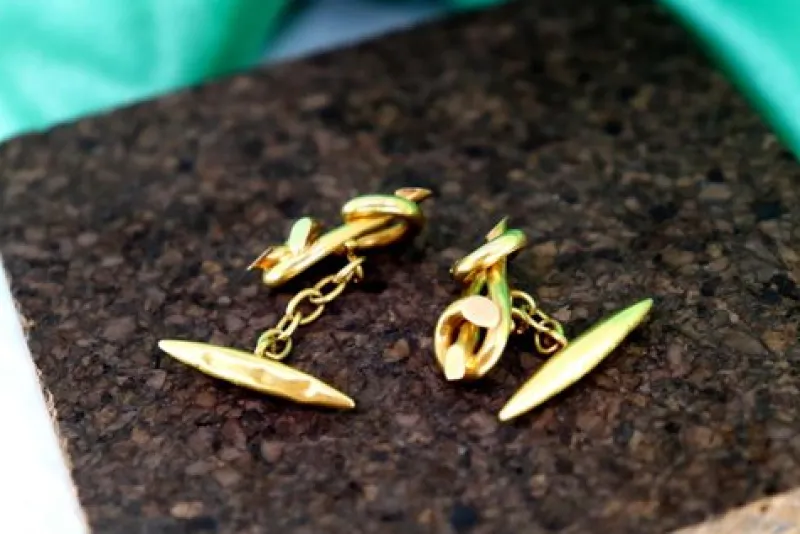 Best Pamono Gold Cufflinks in Double Bow Shape, Set of 2
