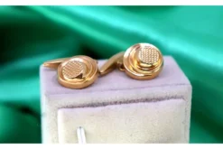 Pamono Gold Cufflinks in Raised Button Shape, Set of 2