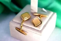 Pamono Gold Cufflinks in Square Shape, Set of 2> Cufflinks
