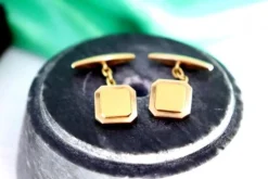 Pamono Gold Cufflinks in Square Shape, Set of 2> Cufflinks