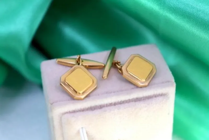 Pamono Gold Cufflinks in Square Shape, Set of 2> Cufflinks