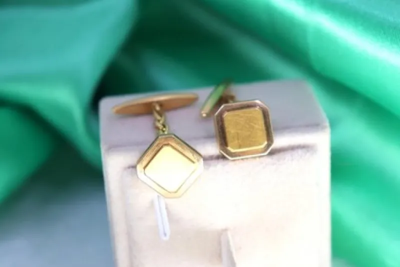 Pamono Gold Cufflinks in Square Shape, Set of 2> Cufflinks