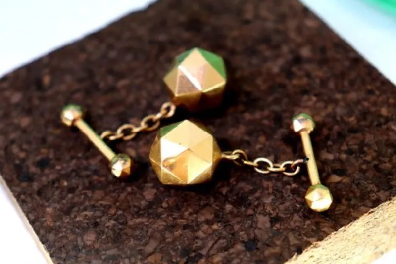 Best Pamono Gold Cufflinks in the Shape of Multifaceted Balls, Set of 2
