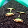 Pamono Gold Cufflinks in the Shape of Closed Leaf, Set of 2> Cufflinks