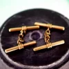 Pamono Gold Cufflinks in the Shape of Crossbars and Curls in the Center, Set of 2> Cufflinks