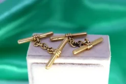 Pamono Gold Cufflinks in the Shape of Crossbars and Curls in the Center, Set of 2><noscript><img width=