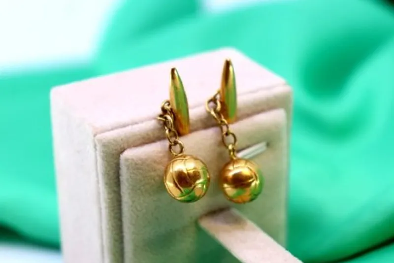 Pamono Gold Cufflinks in the Shape of Footballs, Set of 2> Cufflinks