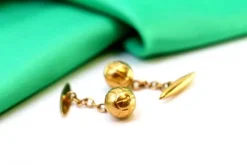 Pamono Gold Cufflinks in the Shape of Footballs, Set of 2><noscript><img width=