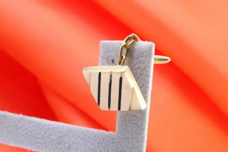 Discount Pamono Gold Cufflinks with Black Stripes, Set of 2