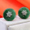 Pamono Gold Cufflinks with Brilliant-Cut Diamonds, Set of 2