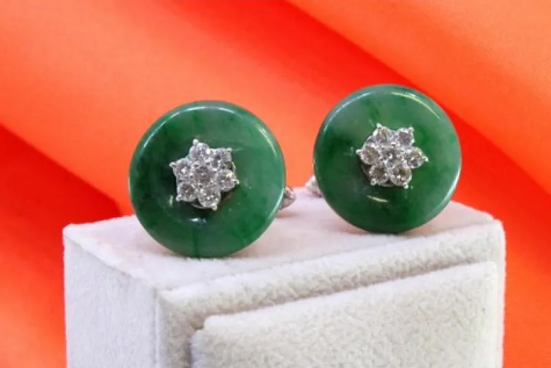 Pamono Gold Cufflinks with Brilliant-Cut Diamonds, Set of 2