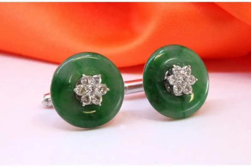 Pamono Gold Cufflinks with Brilliant-Cut Diamonds, Set of 2