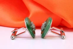 Pamono Gold Cufflinks with Brilliant-Cut Diamonds, Set of 2