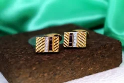 Pamono Gold Cufflinks with Brilliant-Cut Diamonds and Calibrated Rubies, Set of 2><noscript><img width=