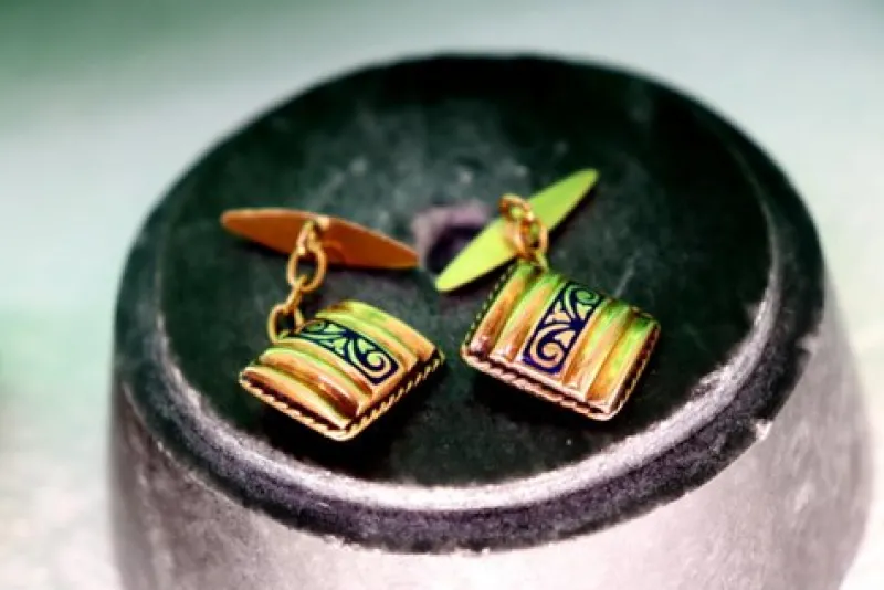 New Pamono Gold Cufflinks with Corded Trim, Set of 2