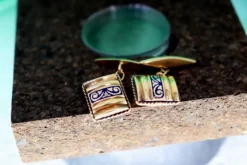 New Pamono Gold Cufflinks with Corded Trim, Set of 2