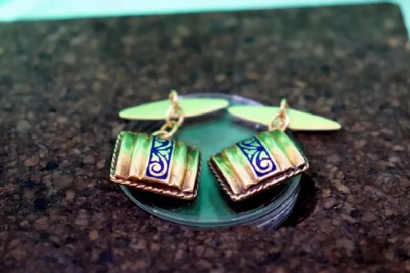 New Pamono Gold Cufflinks with Corded Trim, Set of 2