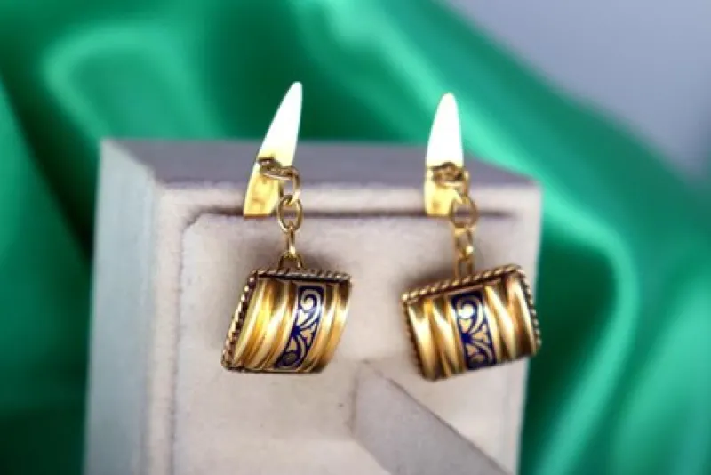 New Pamono Gold Cufflinks with Corded Trim, Set of 2