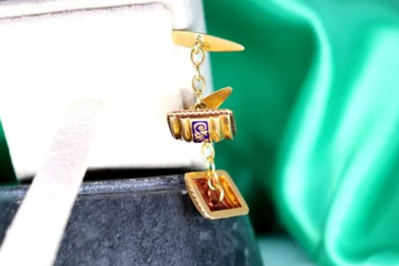 New Pamono Gold Cufflinks with Corded Trim, Set of 2