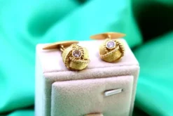 Pamono Gold Cufflinks with Corded Reliefs, Set of 2> Cufflinks