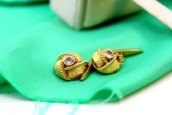Pamono Gold Cufflinks with Corded Reliefs, Set of 2><noscript><img width=