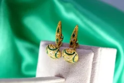 Pamono Gold Cufflinks with Enamelled Reliefs, Set of 2