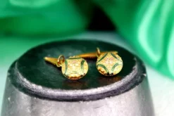 Pamono Gold Cufflinks with Enamelled Reliefs, Set of 2