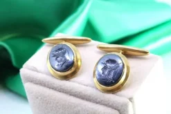 Pamono Gold Cufflinks with Figures, Set of 2> Cufflinks