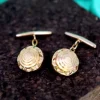 Hot Pamono Gold Cufflinks with Gradient Reliefs, Set of 2