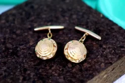 Hot Pamono Gold Cufflinks with Gradient Reliefs, Set of 2