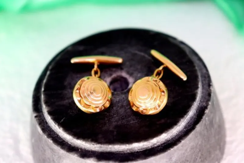Hot Pamono Gold Cufflinks with Gradient Reliefs, Set of 2