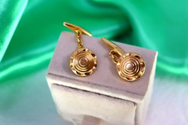 Hot Pamono Gold Cufflinks with Gradient Reliefs, Set of 2