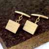 Pamono Gold Cufflinks with Guilloche Bands, Set of 2> Cufflinks