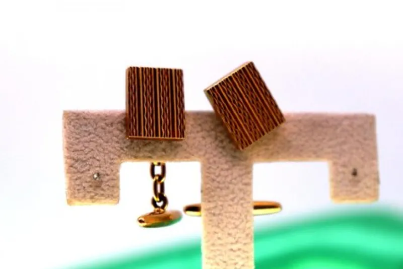 Pamono Gold Cufflinks with Guilloche Bands, Set of 2> Cufflinks