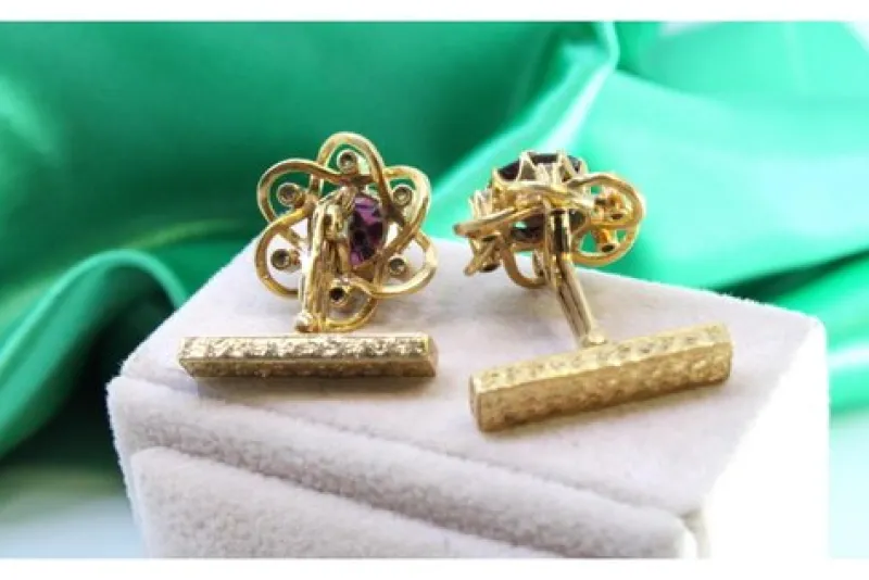 Best Pamono Gold Cufflinks with Onyx and Brilliant-Cut Diamonds, Set of 2